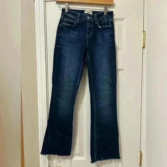 Like New L’agence Sneeki Raw Hem Straight Leg Jeans Beacon Size 23 - Picture 6 of 13